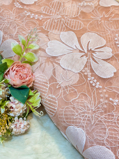 Aina Floral Organza Chikankari Embroidery 44 Inch Width