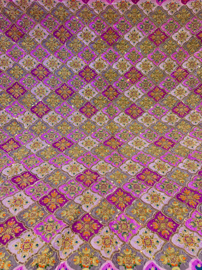 Pure Crape Embroidery with Zari and Sequins Work 44 Inch Width