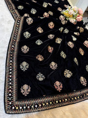 Black Pure velvet Limited Edition Dupatta With Embroidery 2.40 meter length