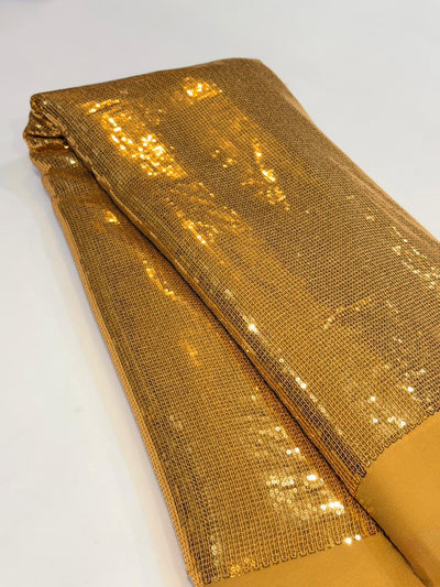 Gold Georgette Flat Sequins Sheet Embroidery 44 inch width