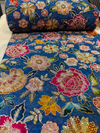 Iqra Pure Chinon  Handwork Embroidery 44 Inch width