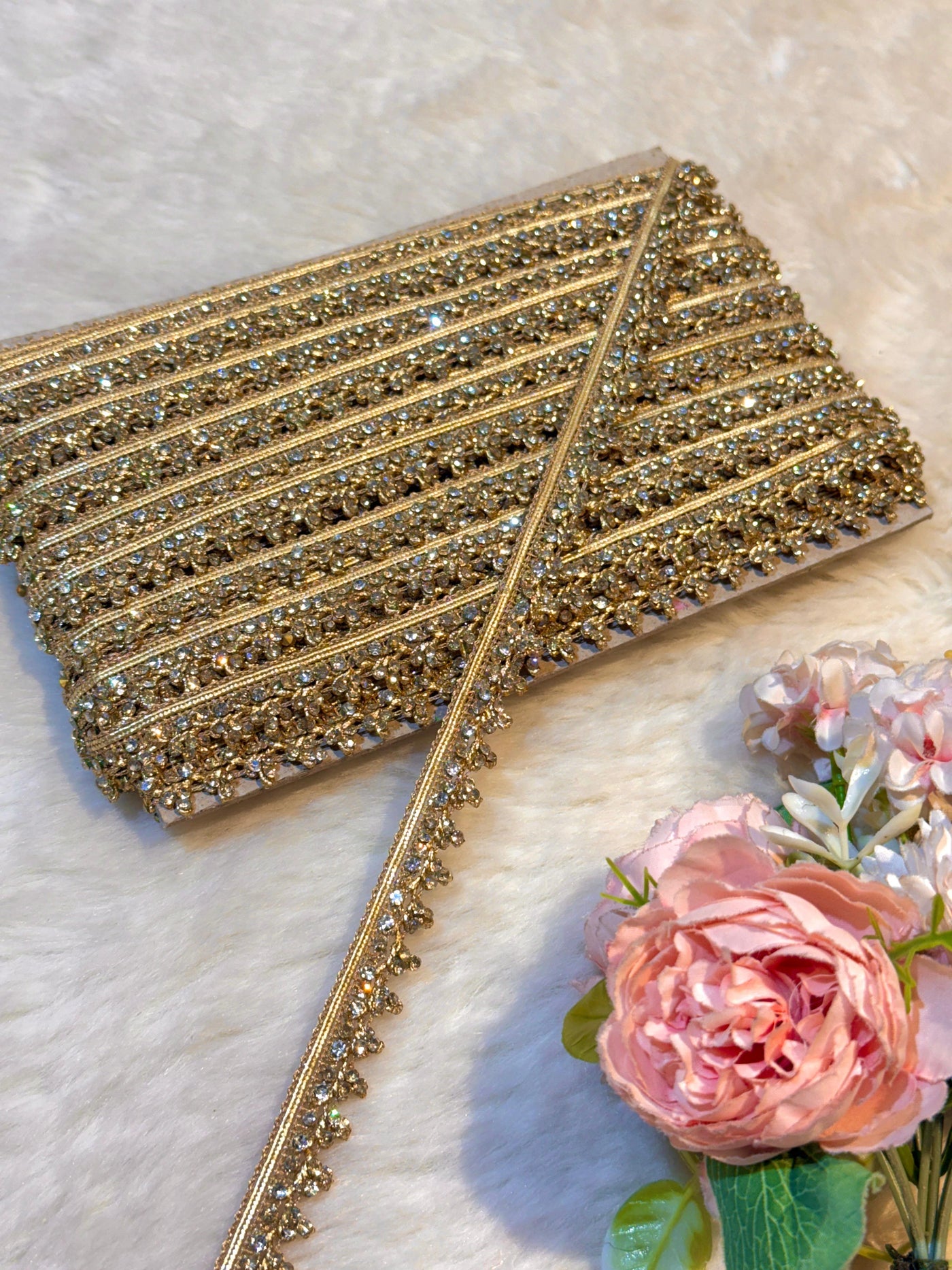 (Wholesale pack of 9 meter ) Lace Border With Stone work