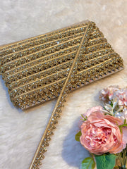 (Wholesale pack of 9 meter ) Lace Border With Stone work
