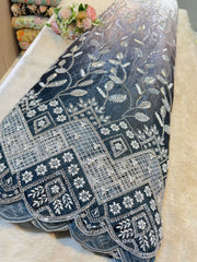 (Precut of 0.65 Meter) Jimmy Choo Ombre Shaded Handwork Embroidery 50 Inch width