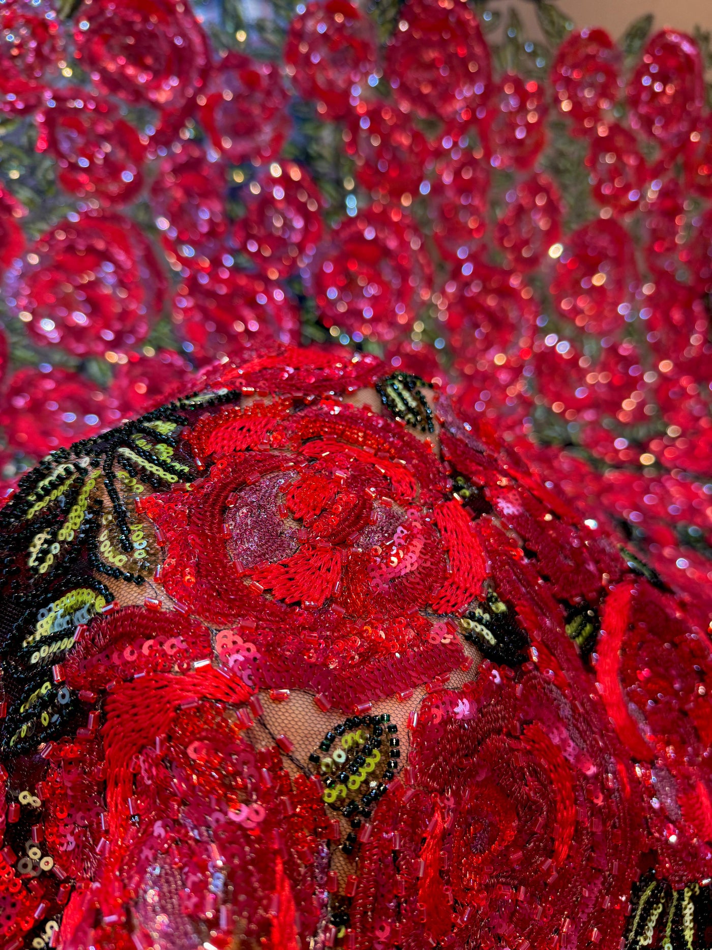 Rose Bouquet Handwork Net Embroidery 54 inch width With sequins and Cutdana Work