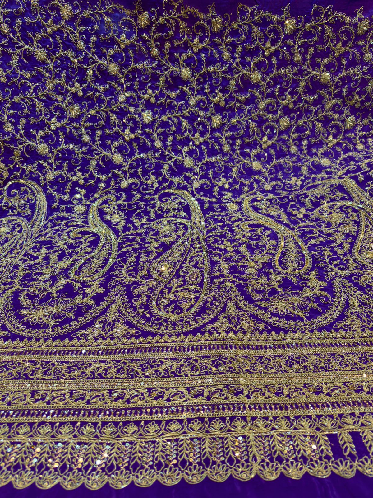 Sana Pure Crape Embroidery Paisley Design 48 inch width