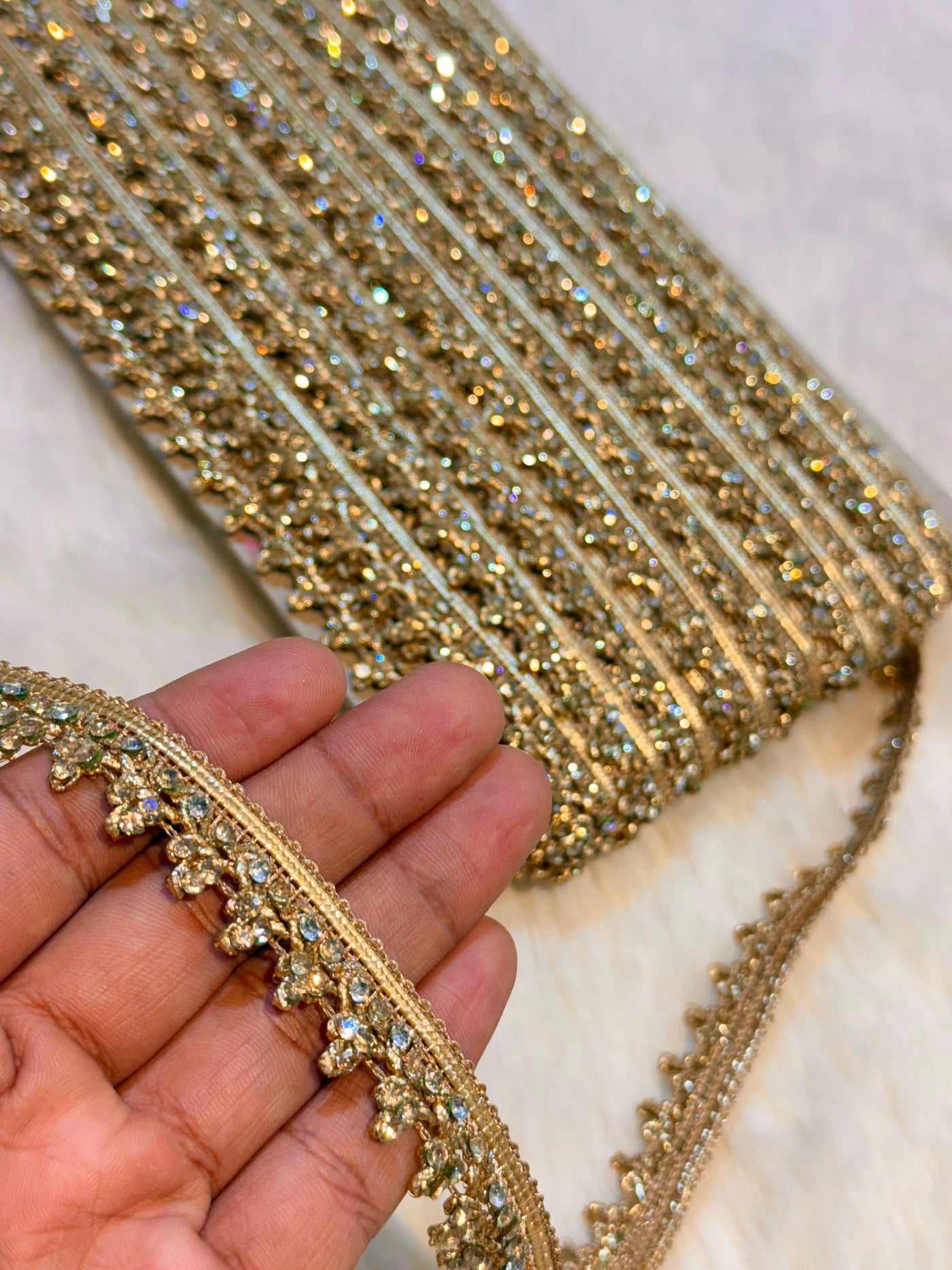 (Wholesale pack of 9 meter ) Lace Border With Stone work