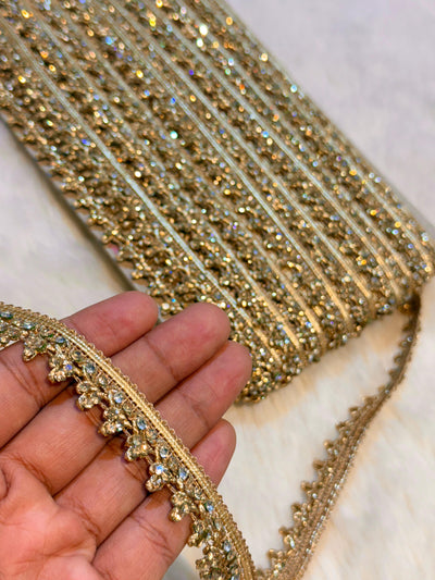 (Wholesale pack of 9 meter ) Lace Border With Stone work