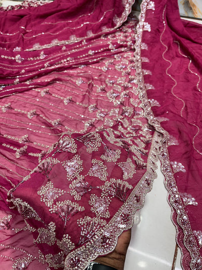 (Mix and Match )Chiffon Georgette  Embroidery  54 inch width / Chiffon-Georgette  Dupatta With Two side borders  37 inch width