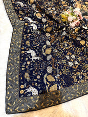 Navy Blue Original Georgette Shikargarh Dupatta 2.30 meter length