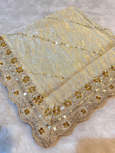 Mehz Zari Tissue Handwork Dyeable Dupatta (2.40 meter length)
