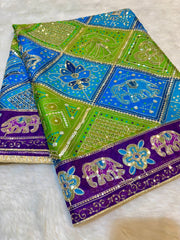 Palak Pure Chinon Bandhej Ethnic Dupatta  2.50 meter length 36 Inch width
