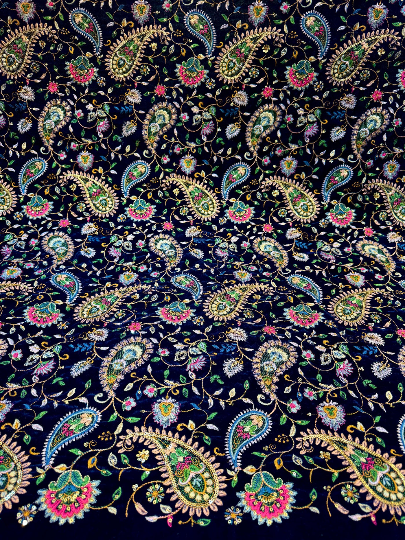 Pure Velvet Paisley Embroidery 44 inch width