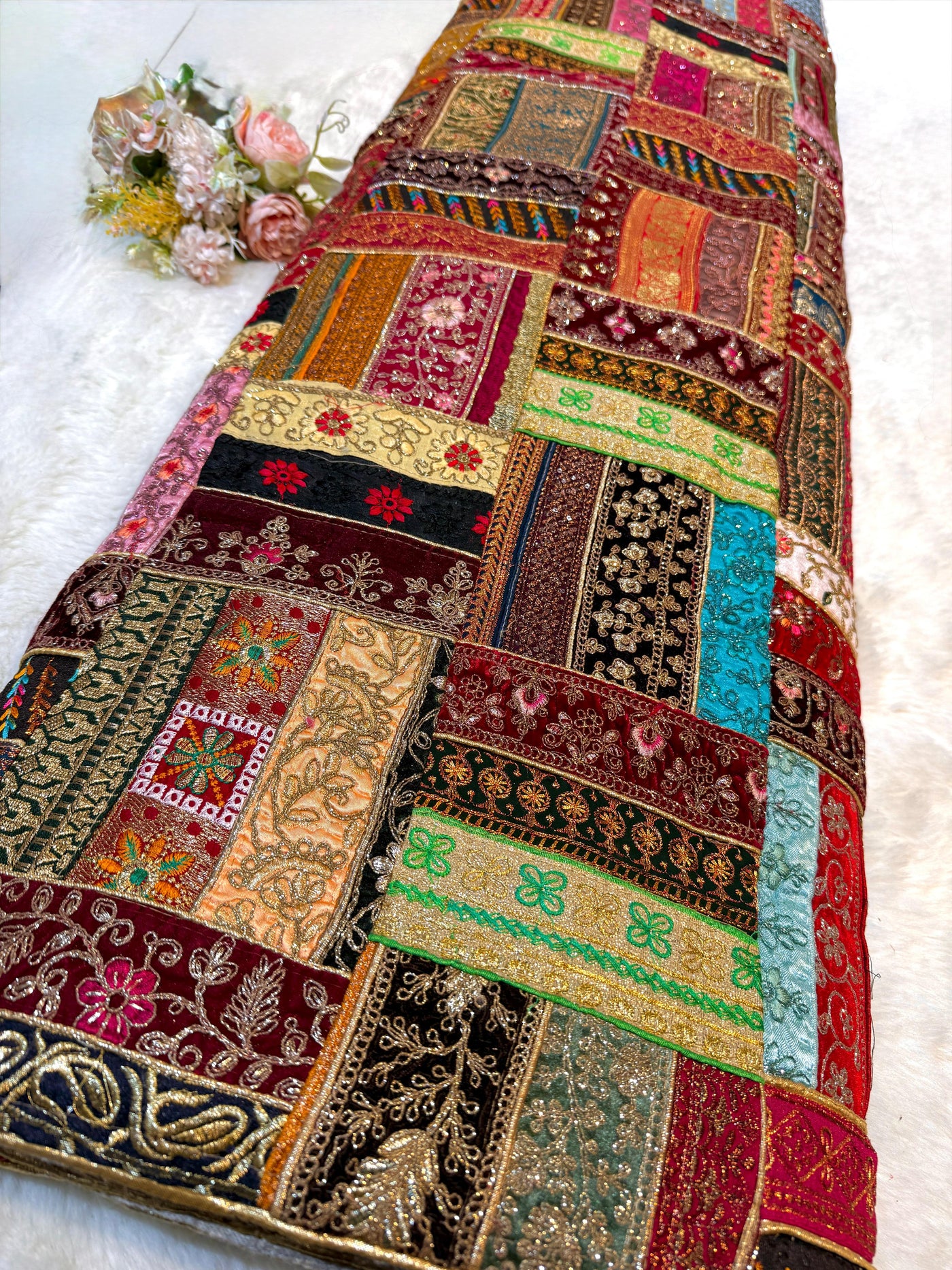 Silk Parchwork Lace Fabric Checks Pattern 48 inch width