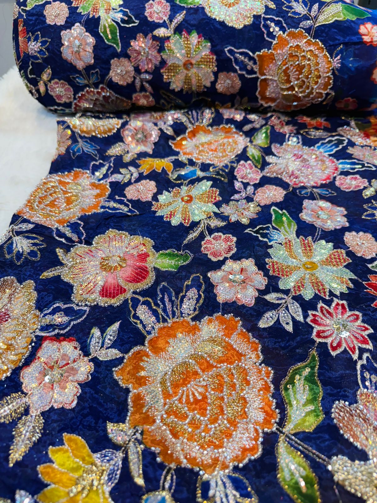 Iqra Pure Chinon  Handwork Embroidery 44 Inch width