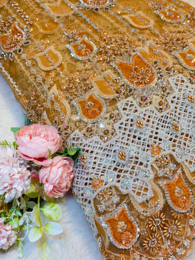 Imported Handwork Net Embroidery with Velvet Applique Work 54 inch width