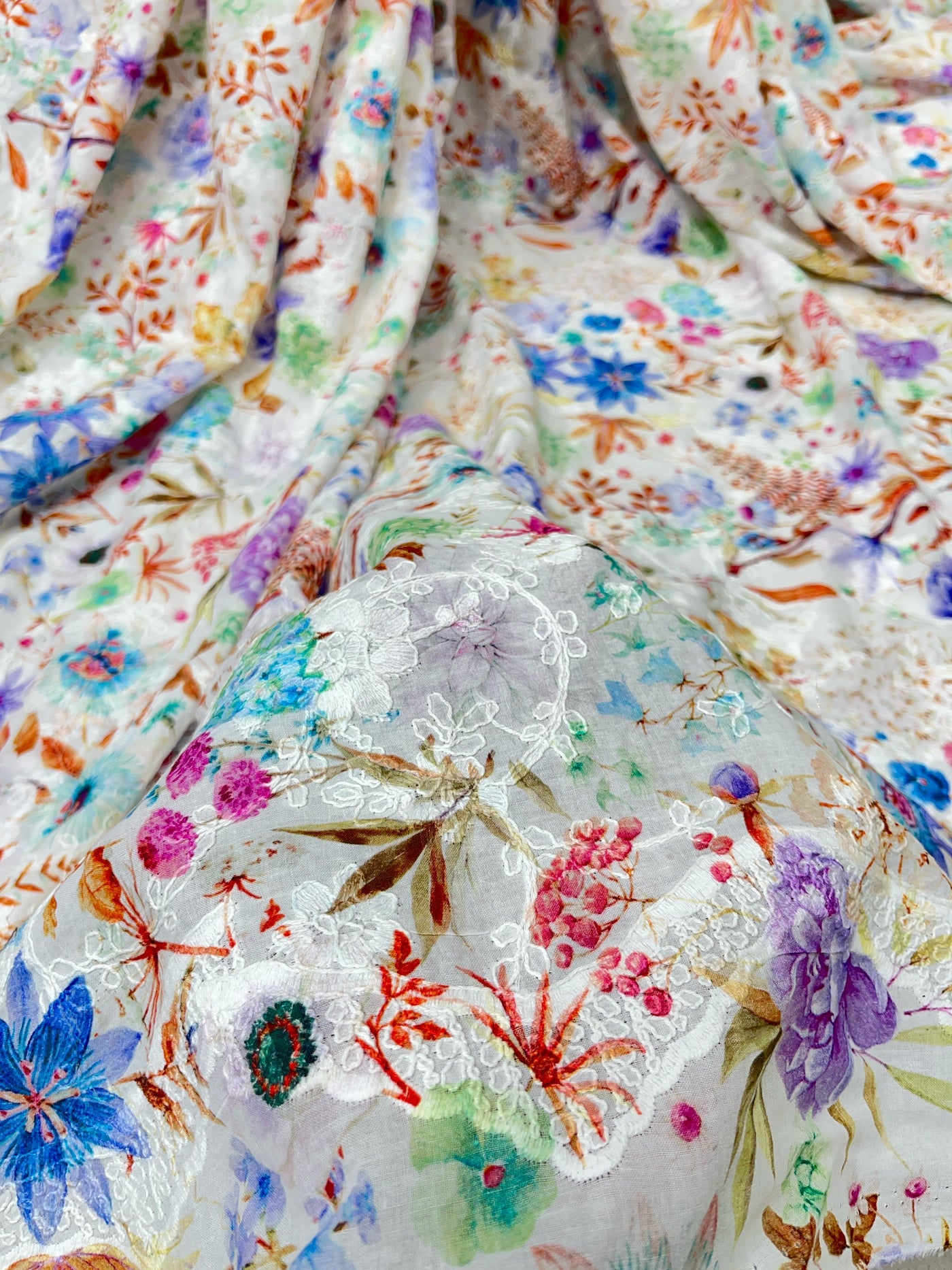 Pure Cotten floral Hakoba Embroidery 50 Inch width