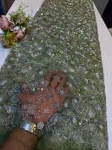 Zia Mint Green  Handwork Embroidery With Cutdana and Pearl Work 54 inch width