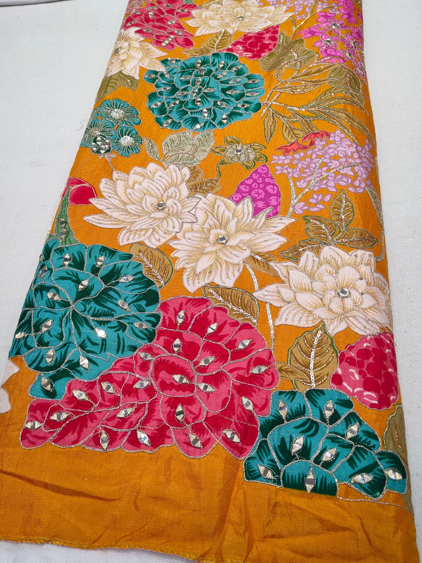 Boho Big Width Silk Floral Embroidery Handwork 48 inch width