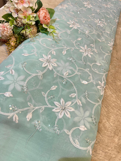 Madhavi Pure Georgette Threadwork  Embroidery 44 Inch width
