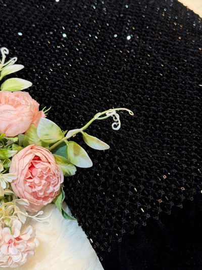 Velvet Net Cutdana and Sequins with Threadwork Embroidery 44 Inch Width