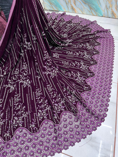 Imported Handwork Velvet Embroidery 50 inch width With Crochet￼ Border