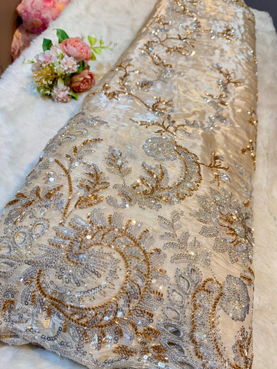 Ibiza  Jimmy choo Beige Tissue Handwork Embroidery 54 inch Width