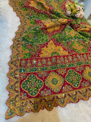 Pure Chinon Leher Handwork  Dupatta With real mirror work 2.50 meter length