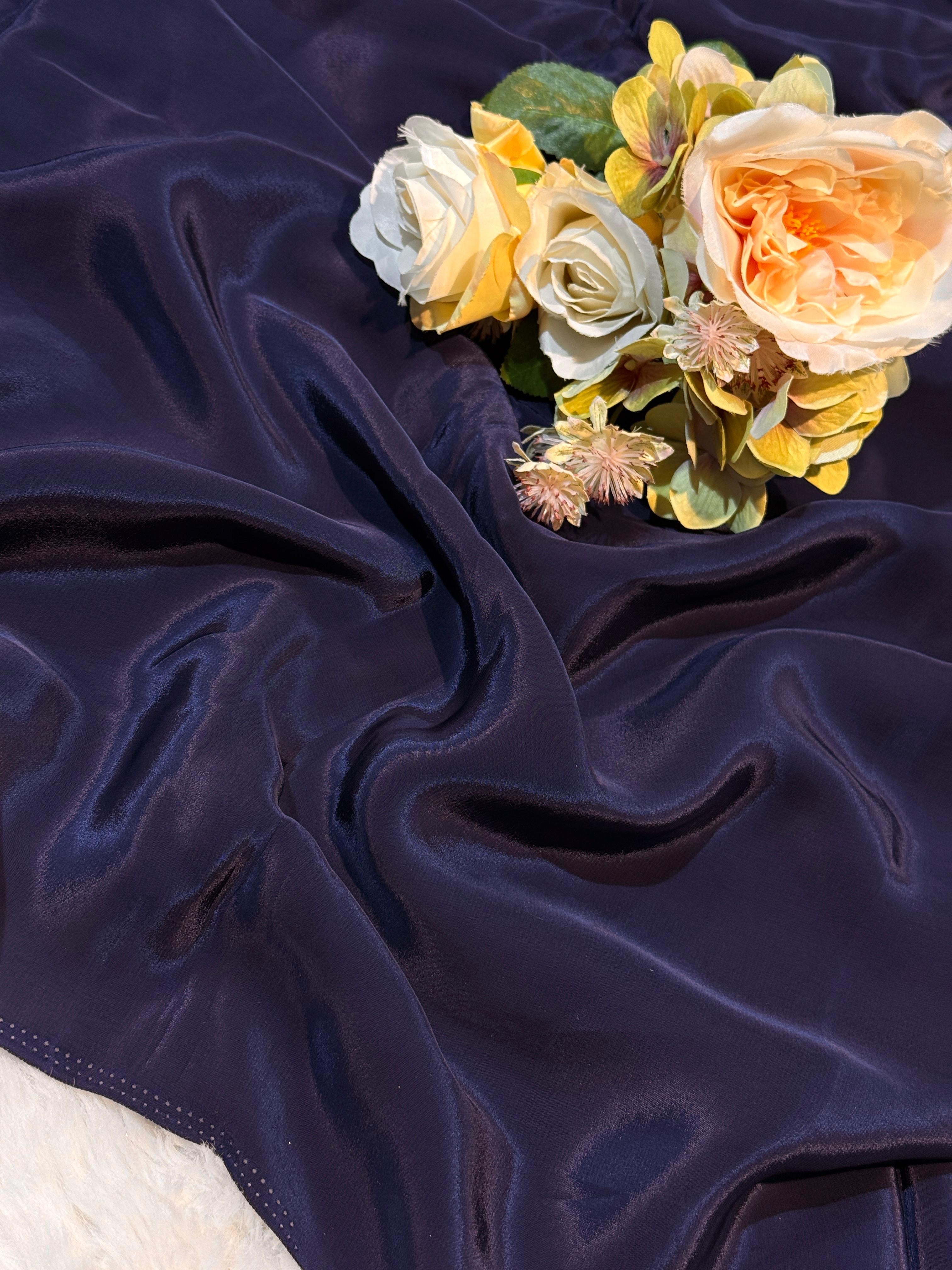 Navy BluePure Viscose Crape Solid Colors 44 Inch width (Shade-BC ...