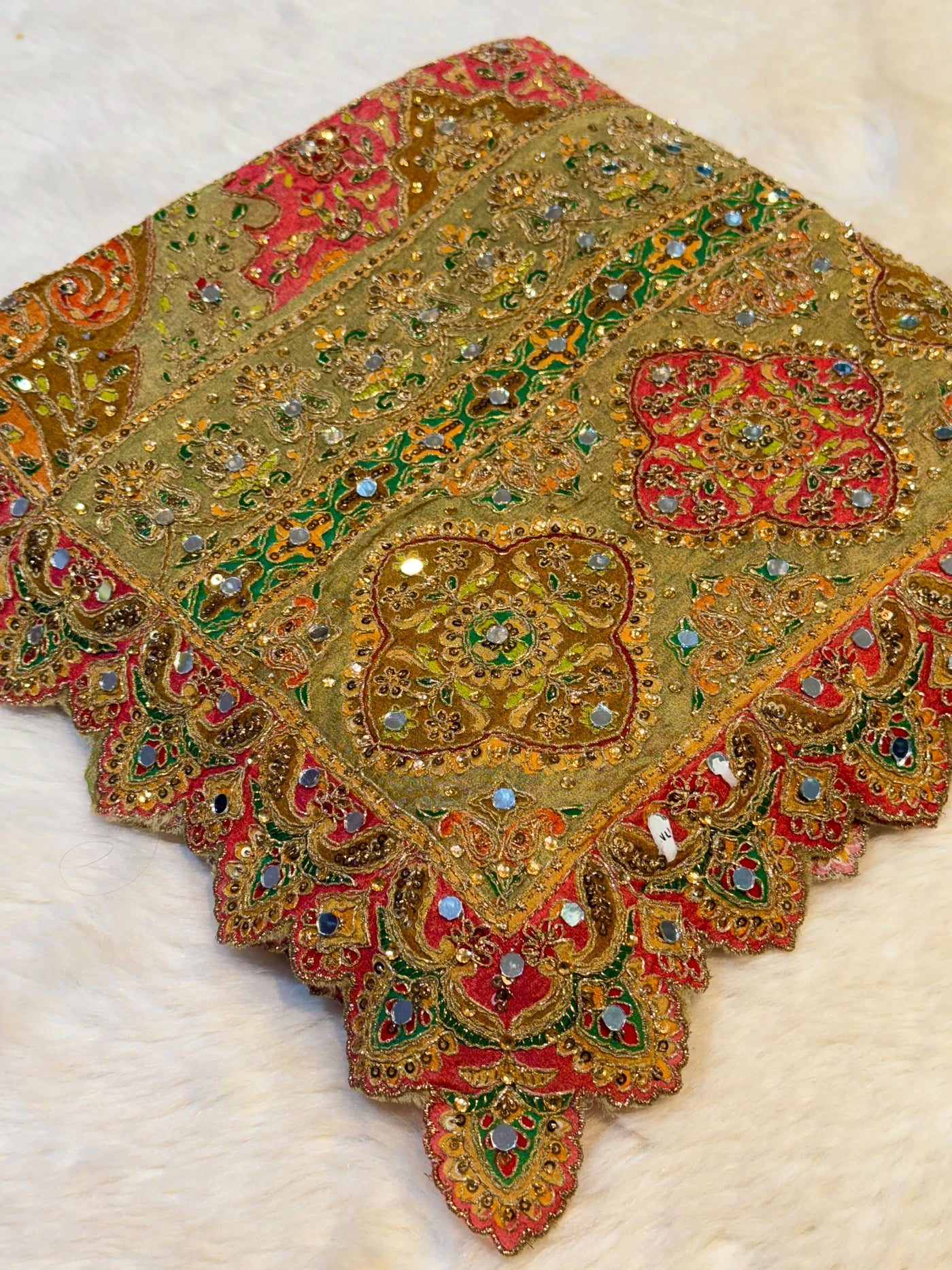 Pure Chinon Leher Handwork  Dupatta With real mirror work 2.50 meter length