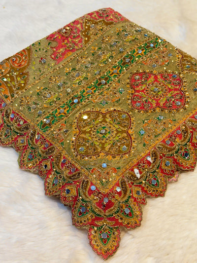 Pure Chinon Leher Handwork  Dupatta With real mirror work 2.50 meter length