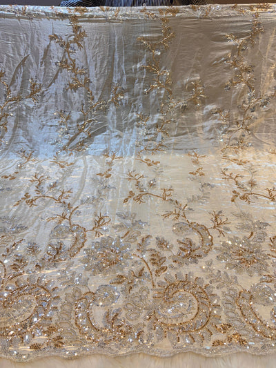 Ibiza  Jimmy choo Beige Tissue Handwork Embroidery 54 inch Width