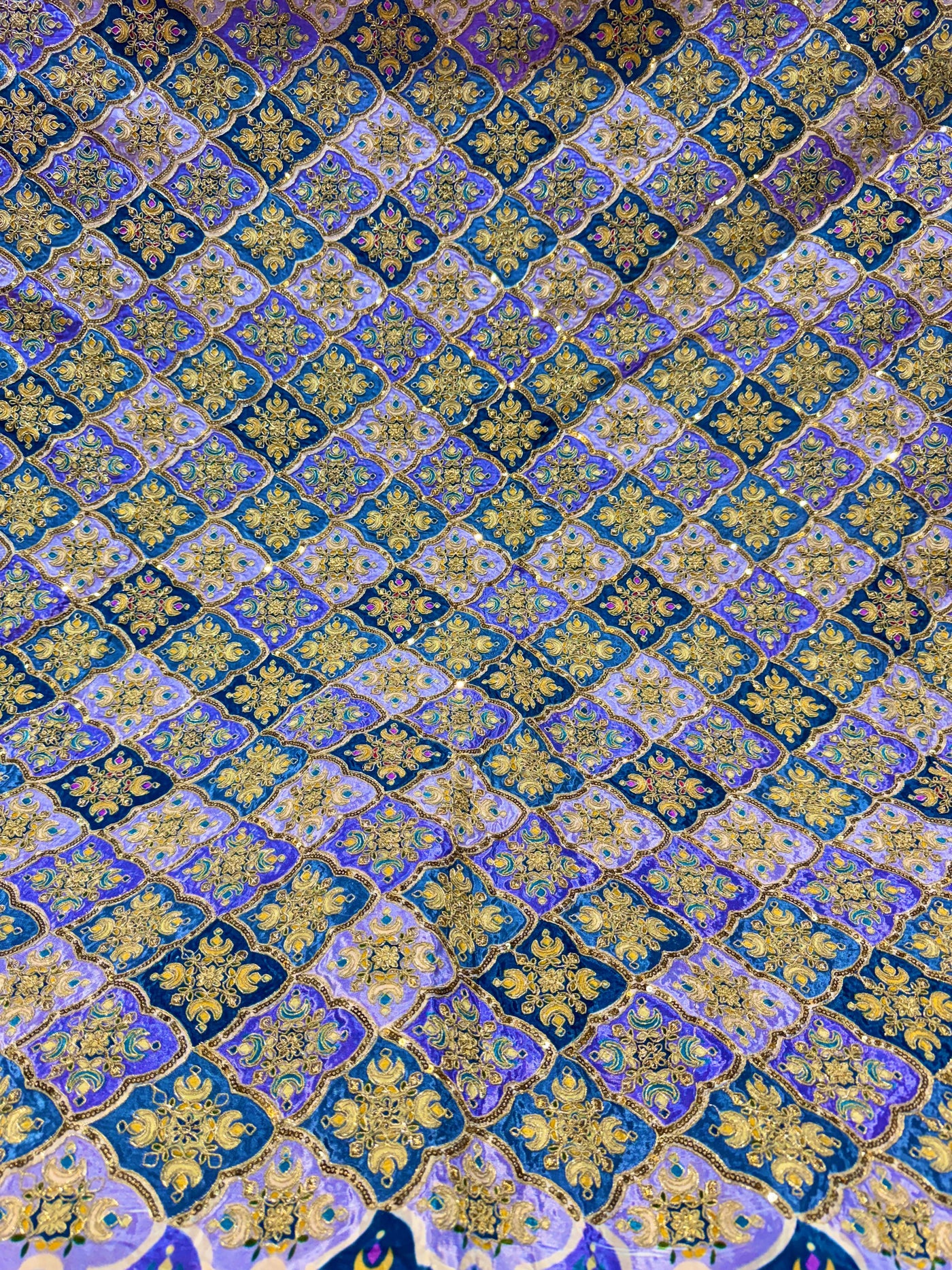 Pure Crape Embroidery with Zari and Sequins Work 44 Inch Width