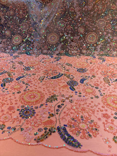 Luxury Haseena Pearl and Cutdana Handwork Net Embroidery 54 inch width