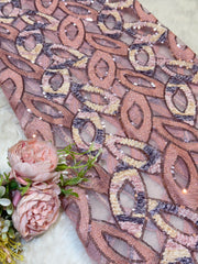 (Precut of  0.70 Meter) Imported handwork Net With Velvet Applique work 54 inch width