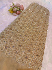 (Precut of 0.50 Meter) Beige Handwork Net Embroidery 44 inch width