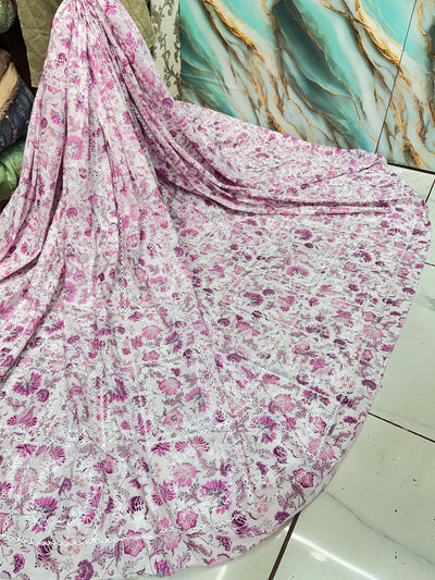Pure Cotten floral Hakoba Embroidery 50 Inch width