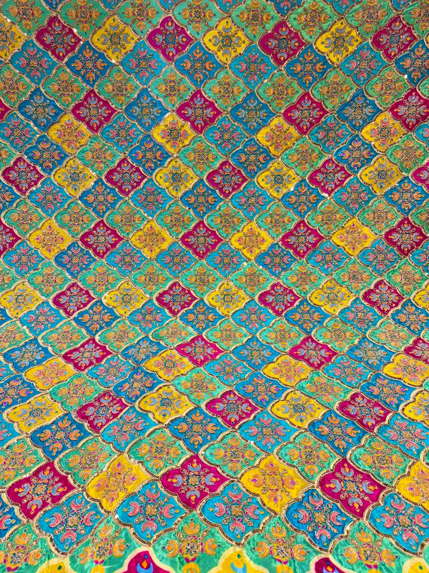 Pure Crape Embroidery with Zari and Sequins Work 44 Inch Width