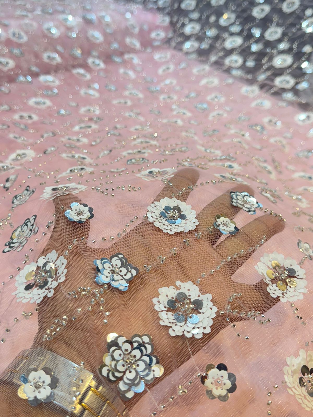 Aafia Handwork Net Embroidery With Sequins And Cutdana