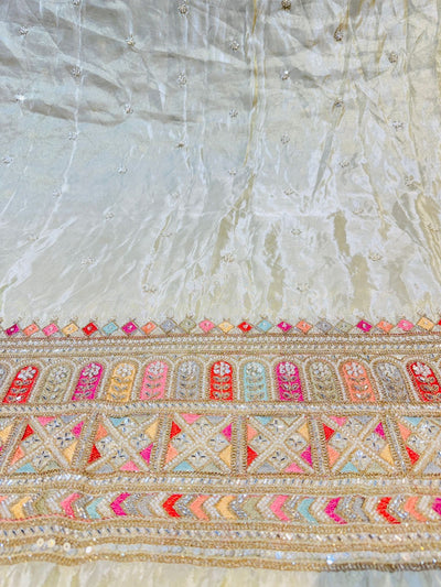 Aweer Zari Tissue Handwork Daman Embroidery 50 Inch width