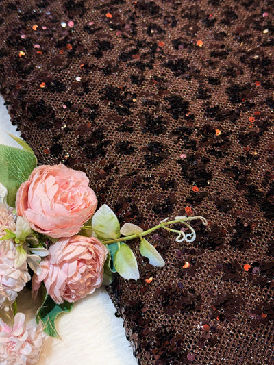 Brown Important Net Embroidery with Sequins Work 54 inch width