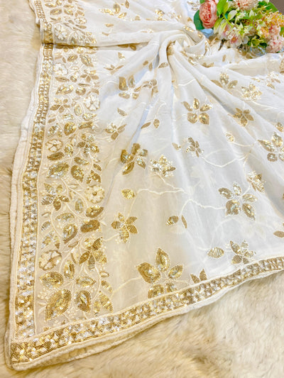 Georgette Dyeable sequins work dupatta