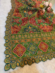 Pure Chinon Leher Handwork  Dupatta With real mirror work 2.50 meter length