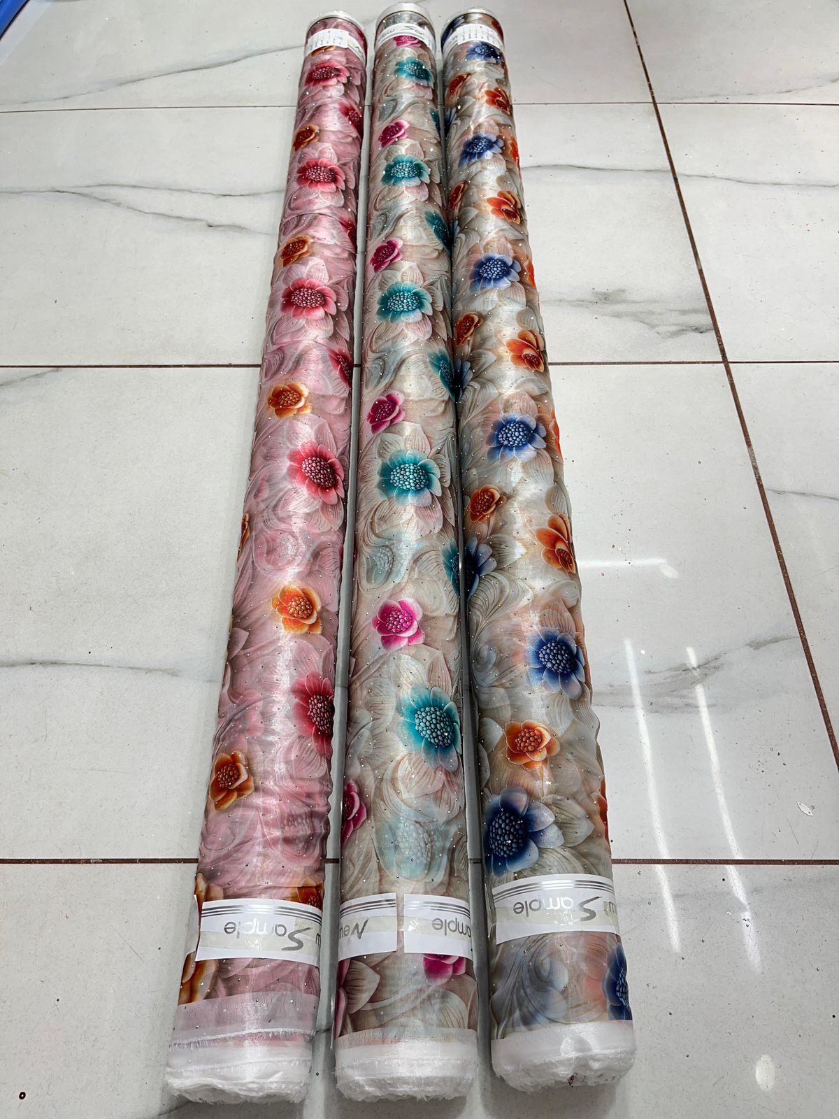 Imported organza floral print with Siroski work 💎 54 inch width