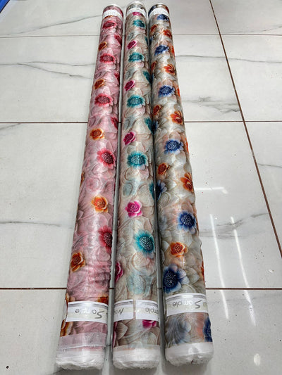 Imported organza floral print with Siroski work 💎 54 inch width