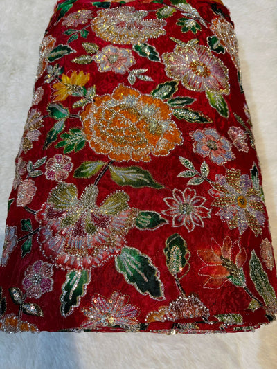 Iqra Pure Chinon  Handwork Embroidery 44 Inch width