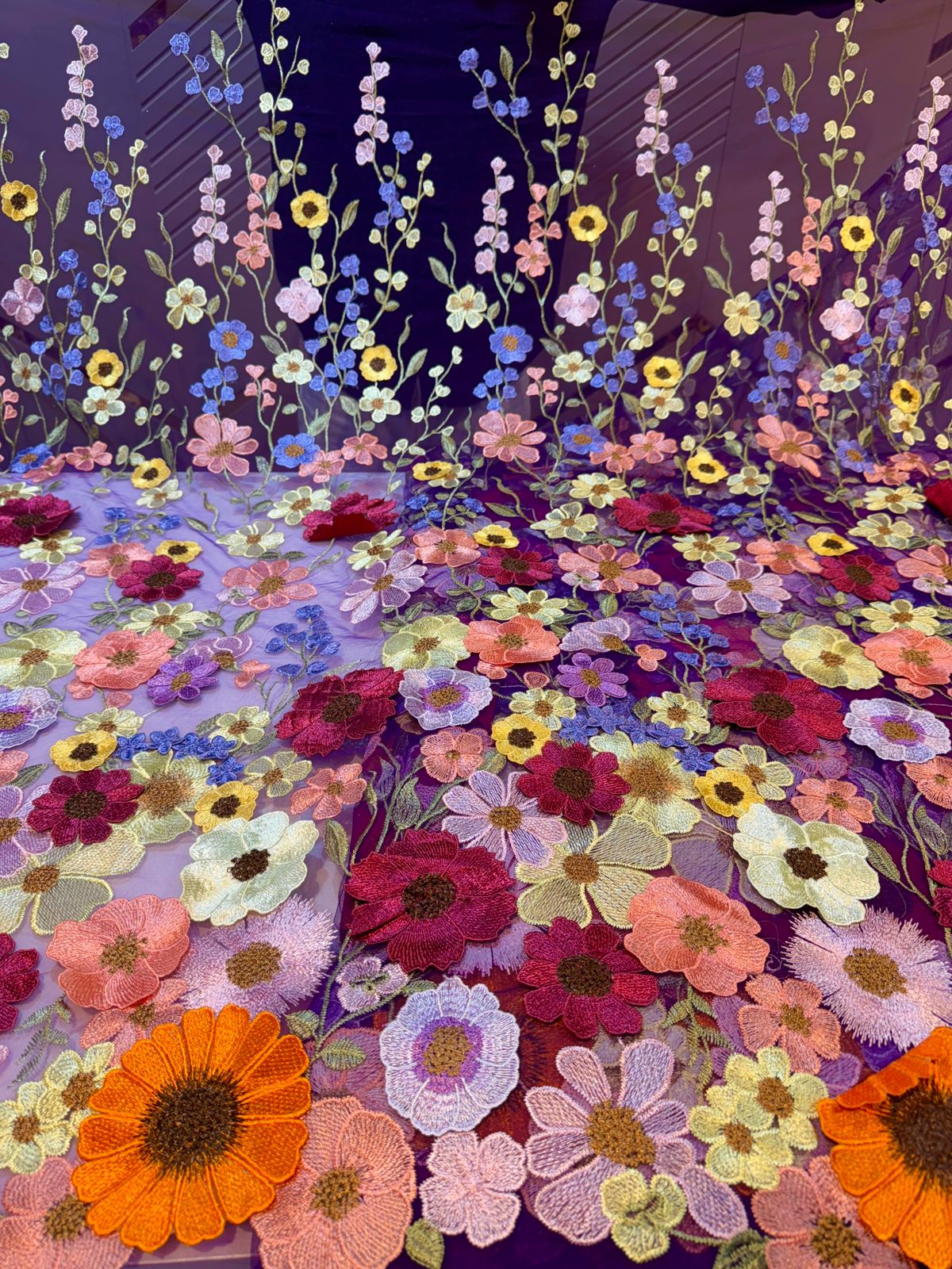 Purple Dream Net Appliqué imported Net Embroidery 56 Inch Width
