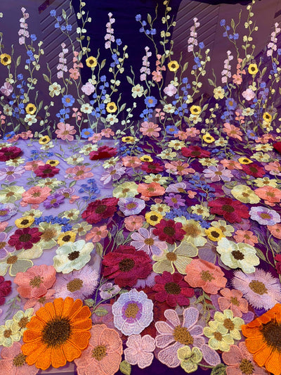 Purple Dream Net Appliqué imported Net Embroidery 56 Inch Width