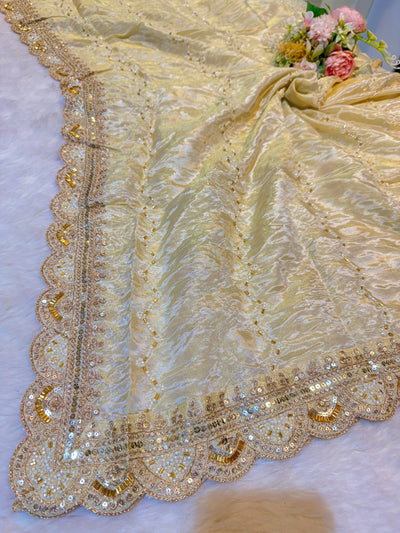 Mehz Zari Tissue Handwork Dyeable Dupatta (2.40 meter length)