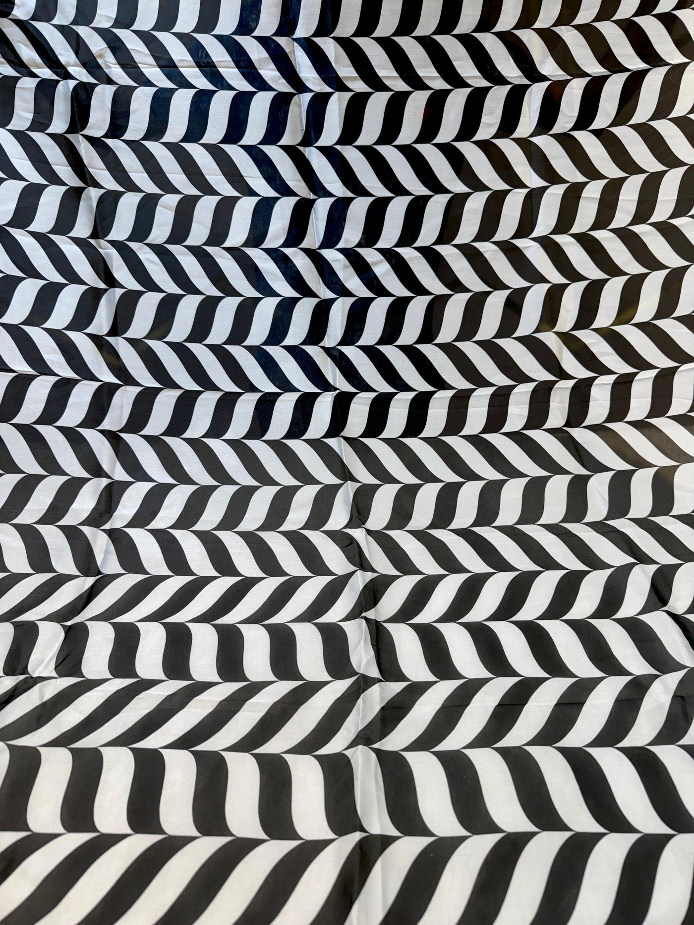 (Precut of 1 Meter) Satin Georgette Print Black White Pattern Geometric 44 Inch width